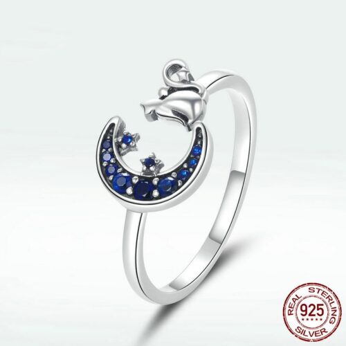 Bague de chat lunaire originale en argent