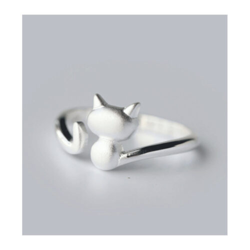 Bague en Argent Chat Mignon Givré