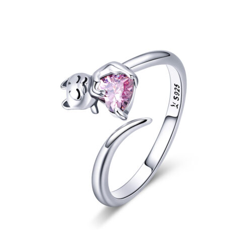 Bague en argent Version coréenne du mignon petit chat