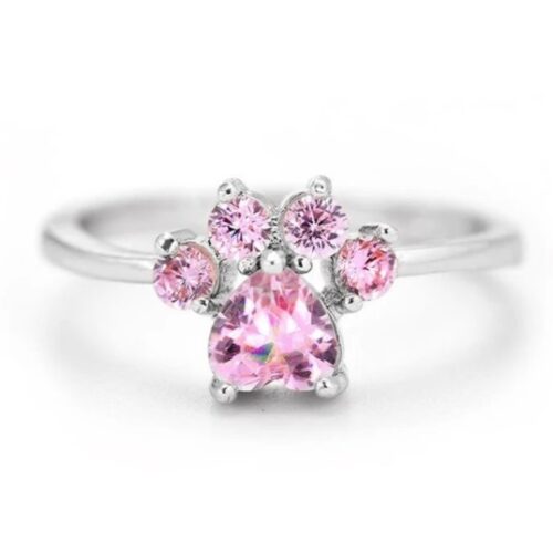 Bague ajustable en zircon avec patte de chat