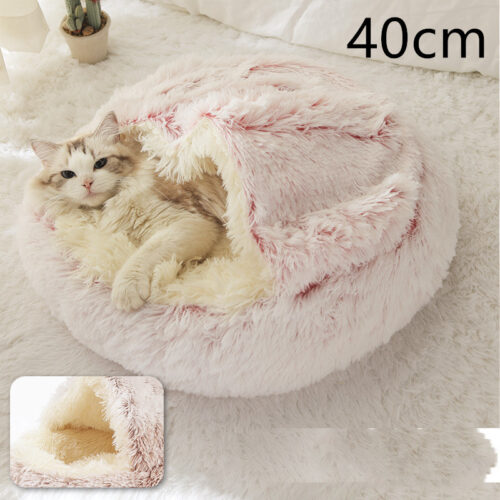LIT CHAT EN PELUCHE ROND 2 EN 1