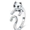 Belle bague de doigt chat mignon et coquin en argent
