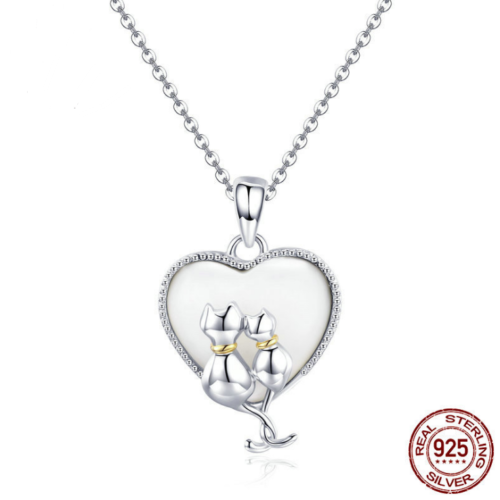 Collier Couple de Chats Argent