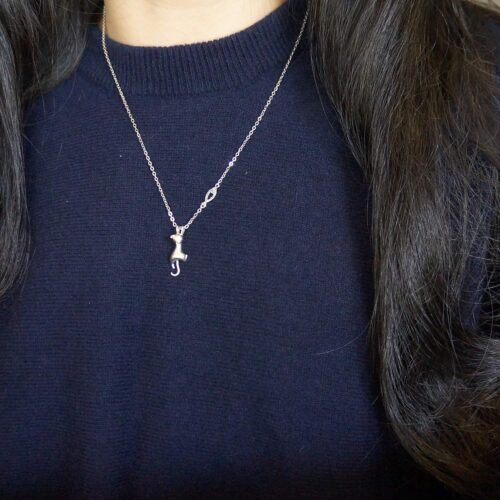 Collier Chat Fish Argent