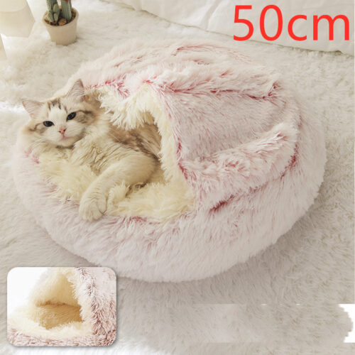 LIT CHAT EN PELUCHE ROND 2 EN 1 r