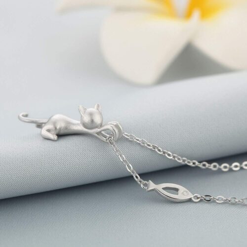 Collier Chat Fish Argent