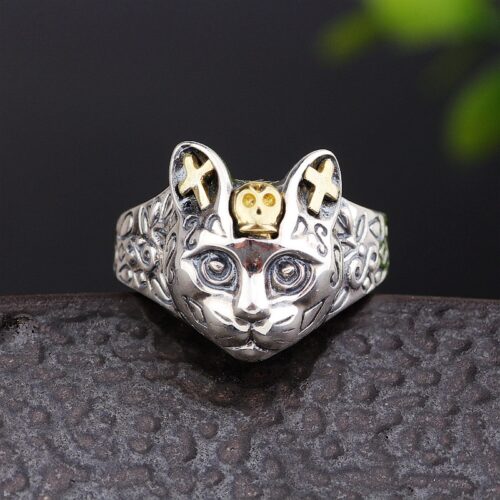 Bague Roi Chat Argent Ajustable