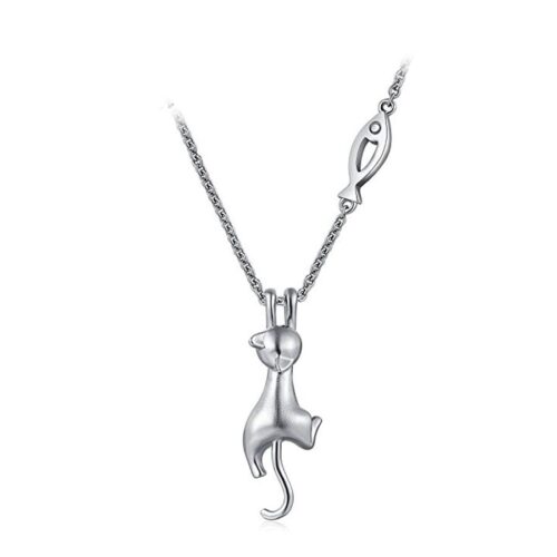 Collier Chat Fish Argent