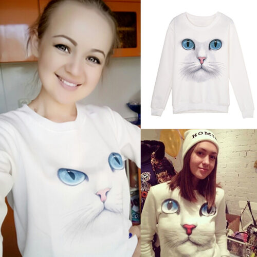 SWEAT-SHIRT 3D VISAGE DE CHAT TISSU D’HIVER