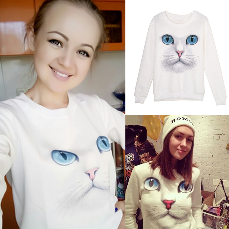 SWEAT-SHIRT 3D VISAGE DE CHAT TISSU D’HIVER