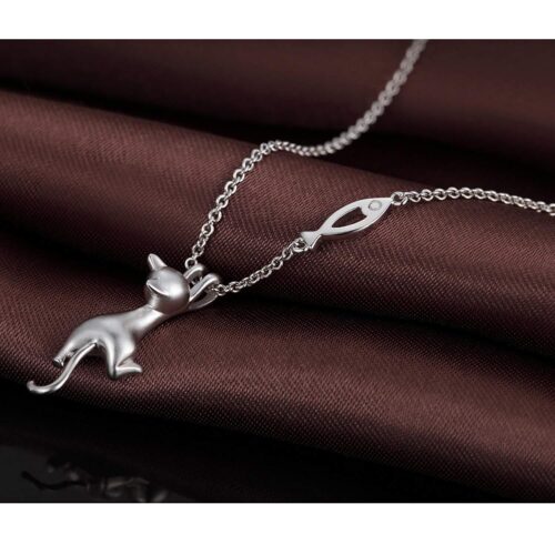Collier Chat Fish Argent