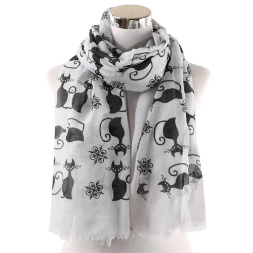 Echarpe à la mode avec motif chat noir