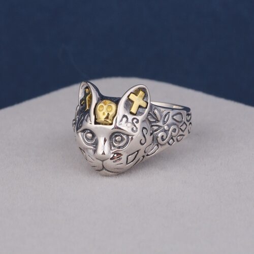 Bague Roi Chat Argent Ajustable