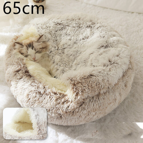 LIT CHAT EN PELUCHE ROND 2 EN 1 b