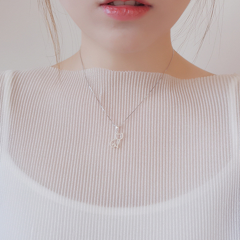 Collier Chat en Argent S925 Korean
