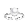 Bague perle chat en argent sterling 925