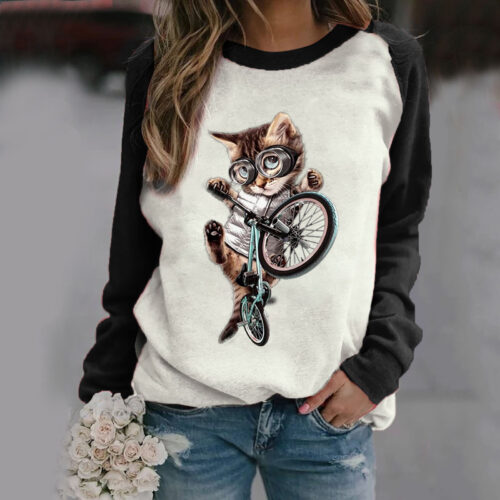 T-shirt Chat manche longue