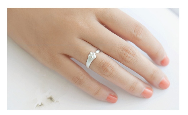 Bague patte de Chat simple Ajustable – Image 2