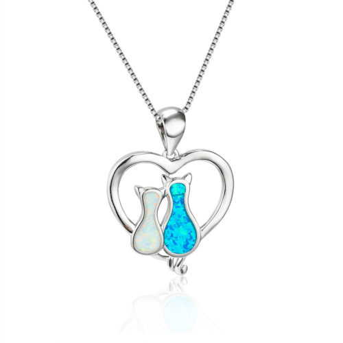 Collier Couple Chat Opale Cuivre