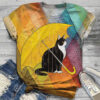 T-SHIRT À MANCHES COURTES AVEC IMPRESSION 3D CHAT & PARAPLUIE