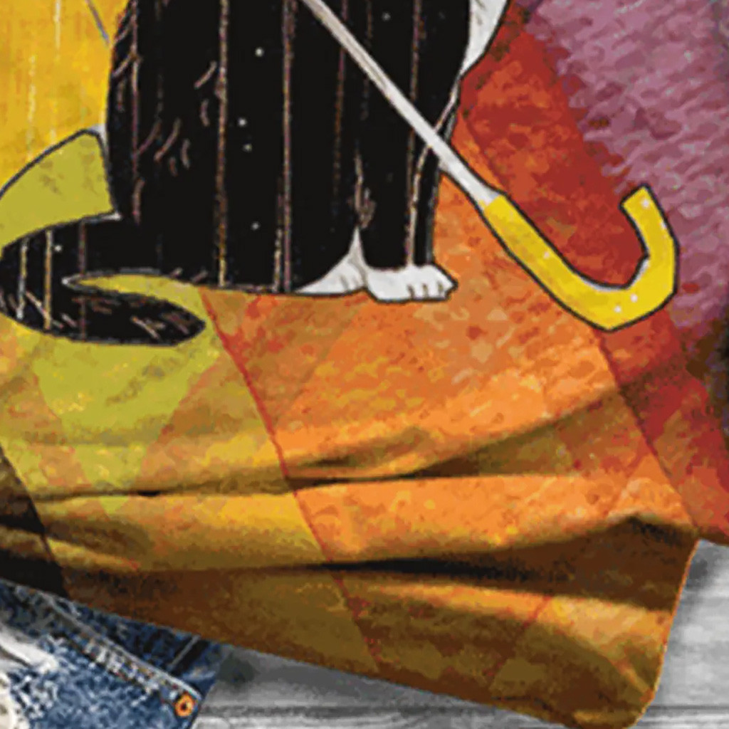 T-SHIRT À MANCHES COURTES AVEC IMPRESSION 3D CHAT & PARAPLUIE
