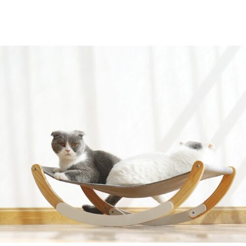 HAMAC À BASCULE POUR CHAT EN BOIS MASSIF 2 EN 1