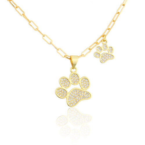 Collier pattes Chat en Zirconium plaqué or