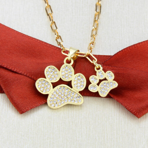 Collier pattes Chat en Zirconium plaqué or