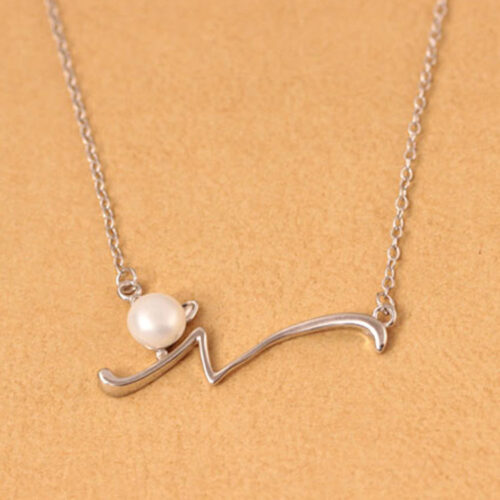 Collier Chat Perle Eau fraiche