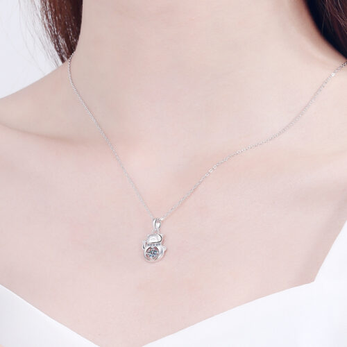 Collier Chat chanceux en Moissanite Argent S925