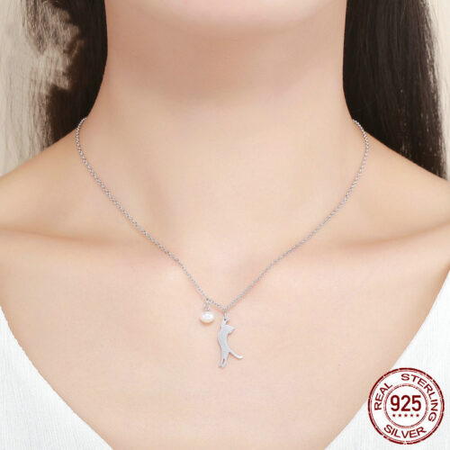 Collier Argent Chat Japanese