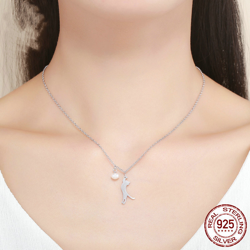 Collier Argent Chat Japanese