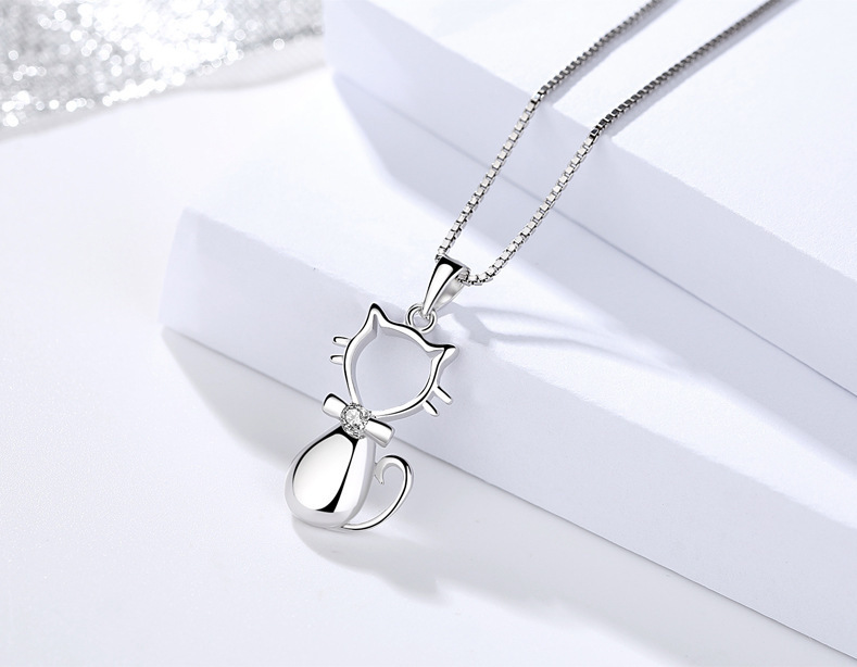 Collier Cute Cat Argent