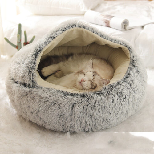 LIT CHAT EN PELUCHE ROND 2 EN 1 g