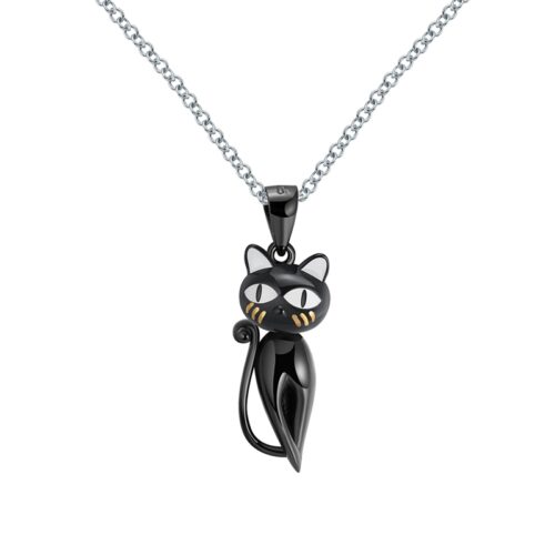 COLLIERS CHAT NOIR ARGENT S925
