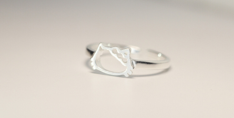 Bague simple chat mignon Argent