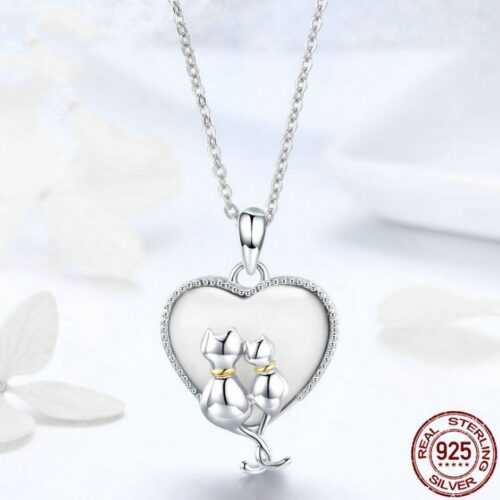 Collier Couple de Chats Argent