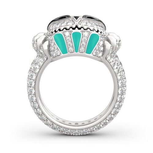 Goutte de diamant Bague crâne de chat à l’huile