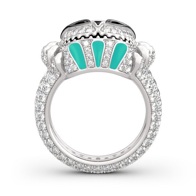 Goutte de diamant Bague crâne de chat à l’huile