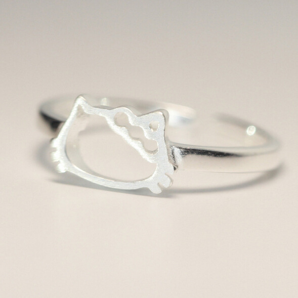 Bague simple chat mignon Argent