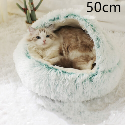 LIT CHAT EN PELUCHE ROND 2 EN 1 v