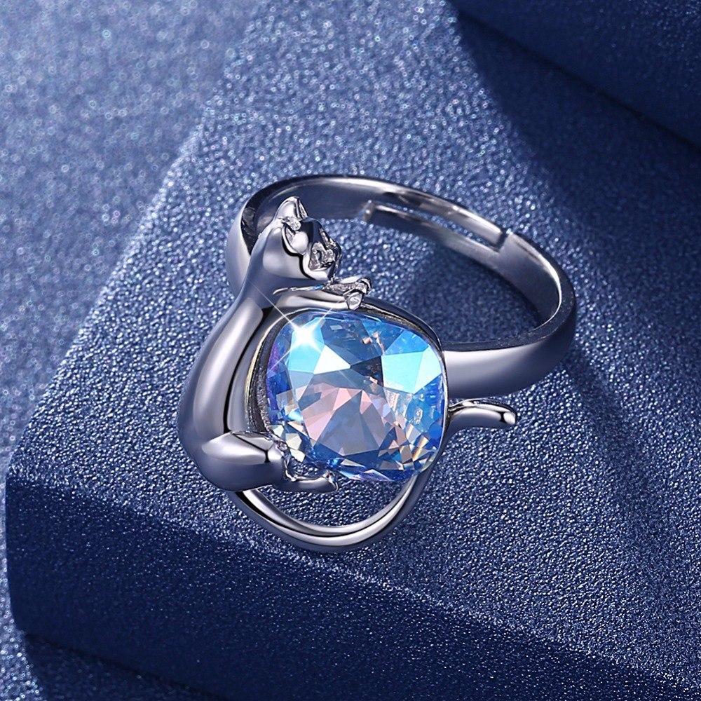 Bague Chat Ajustable en Swarovski