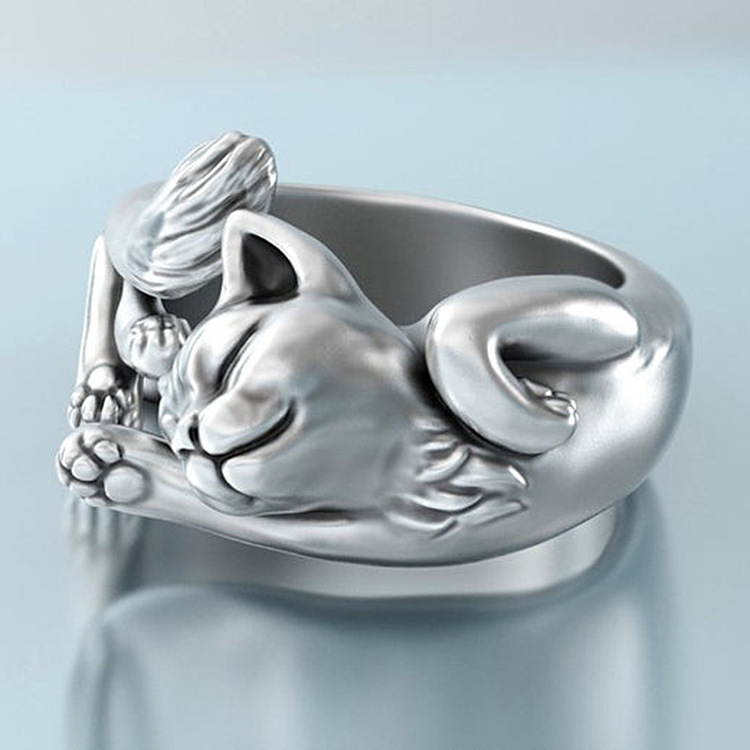 Bague Chat Retro Cuivre – Image 2