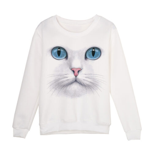 SWEAT-SHIRT 3D VISAGE DE CHAT TISSU D’HIVER
