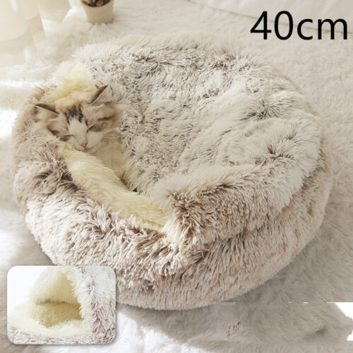 LIT CHAT EN PELUCHE ROND 2 EN 1