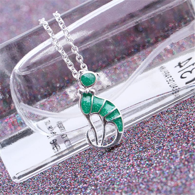 Collier Chat Argent & Epoxy