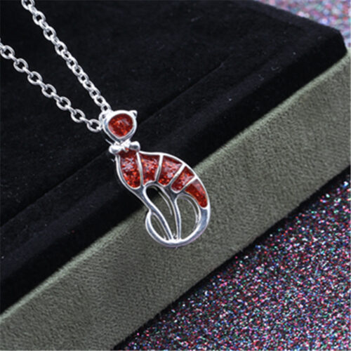 Collier Chat Argent & Epoxy