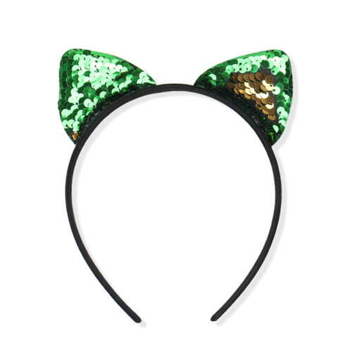 Serre-tête à oreilles de chat en tissu à paillettes