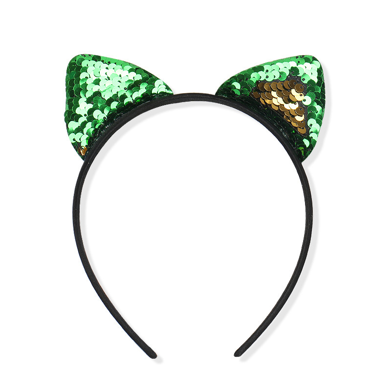 Serre-tête à oreilles de chat en tissu à paillettes