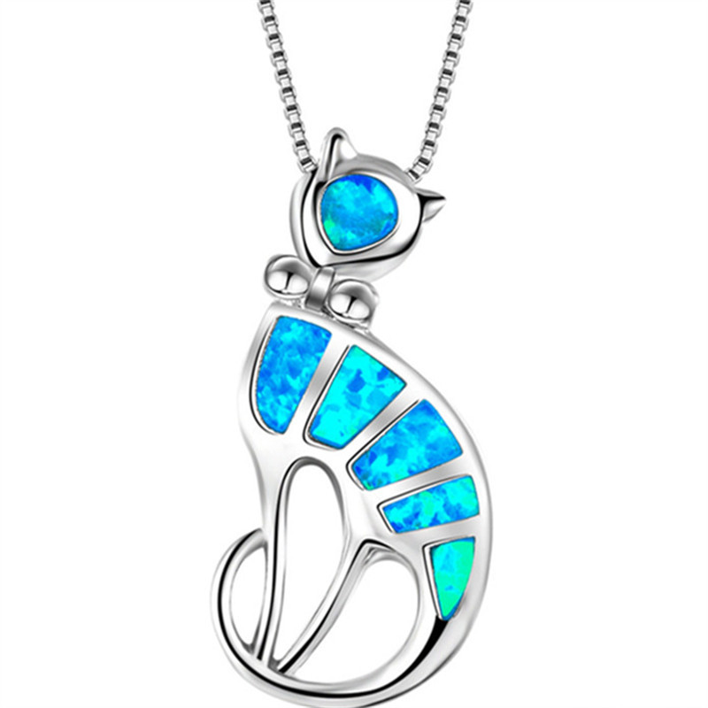 Collier Chat Argent & Epoxy